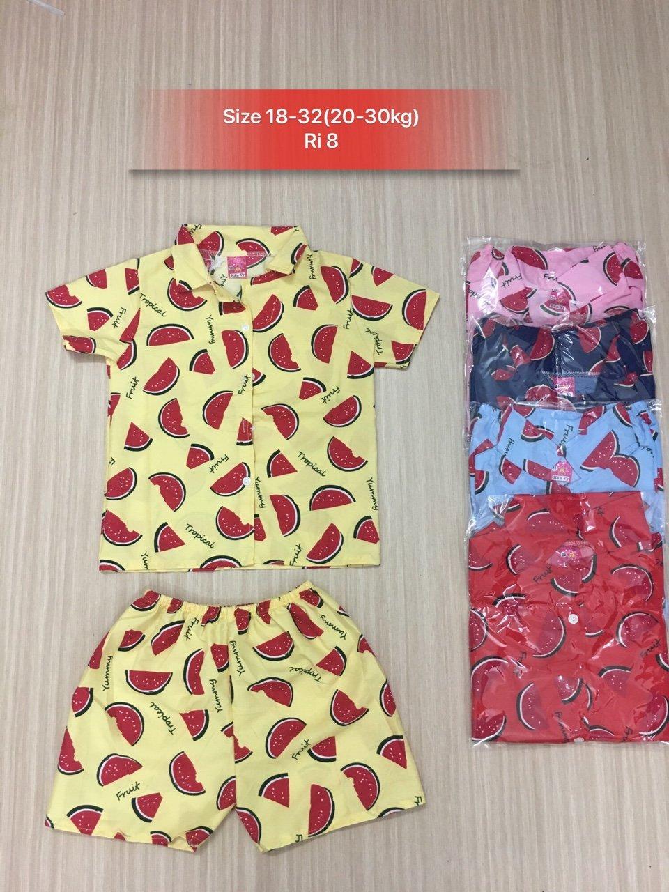 combo 3 bộ đồ pizama cho bé gái 8-25kg