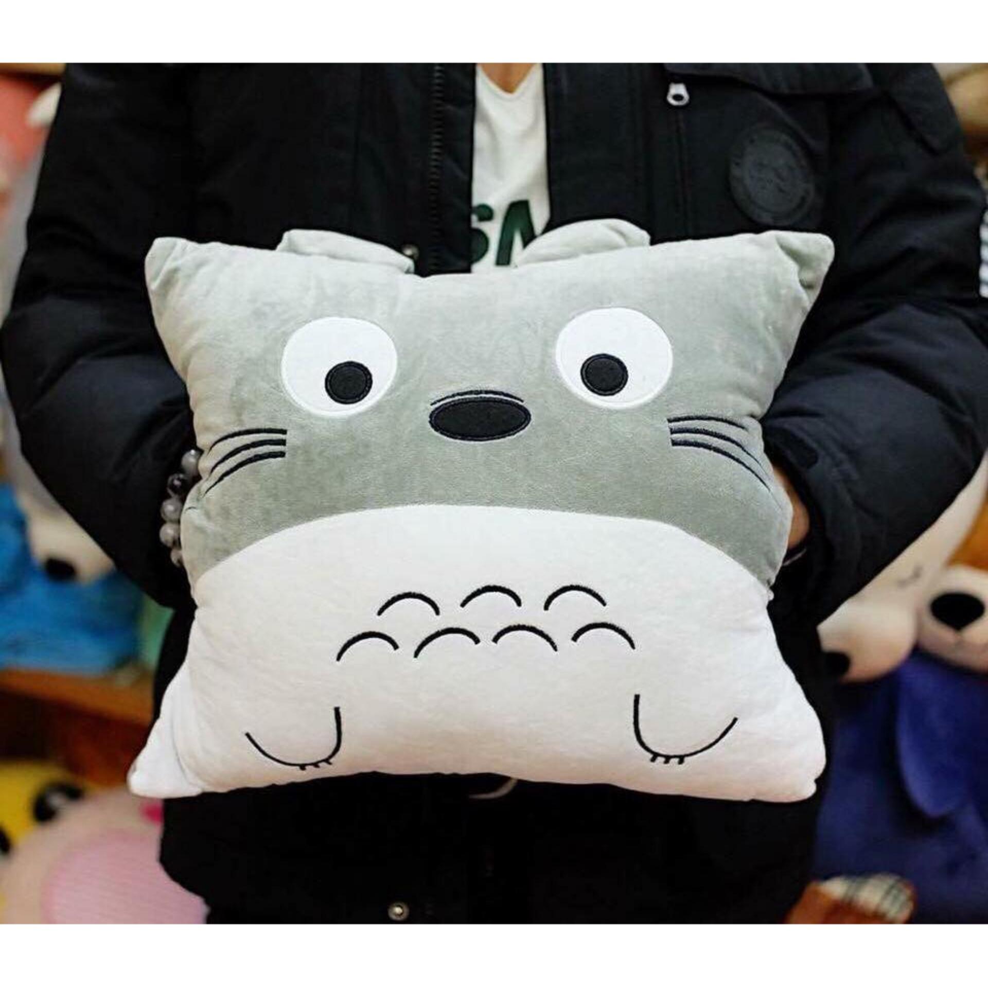 Chăn gối văn phòng 3in1 - Totoro vuông (Xám)