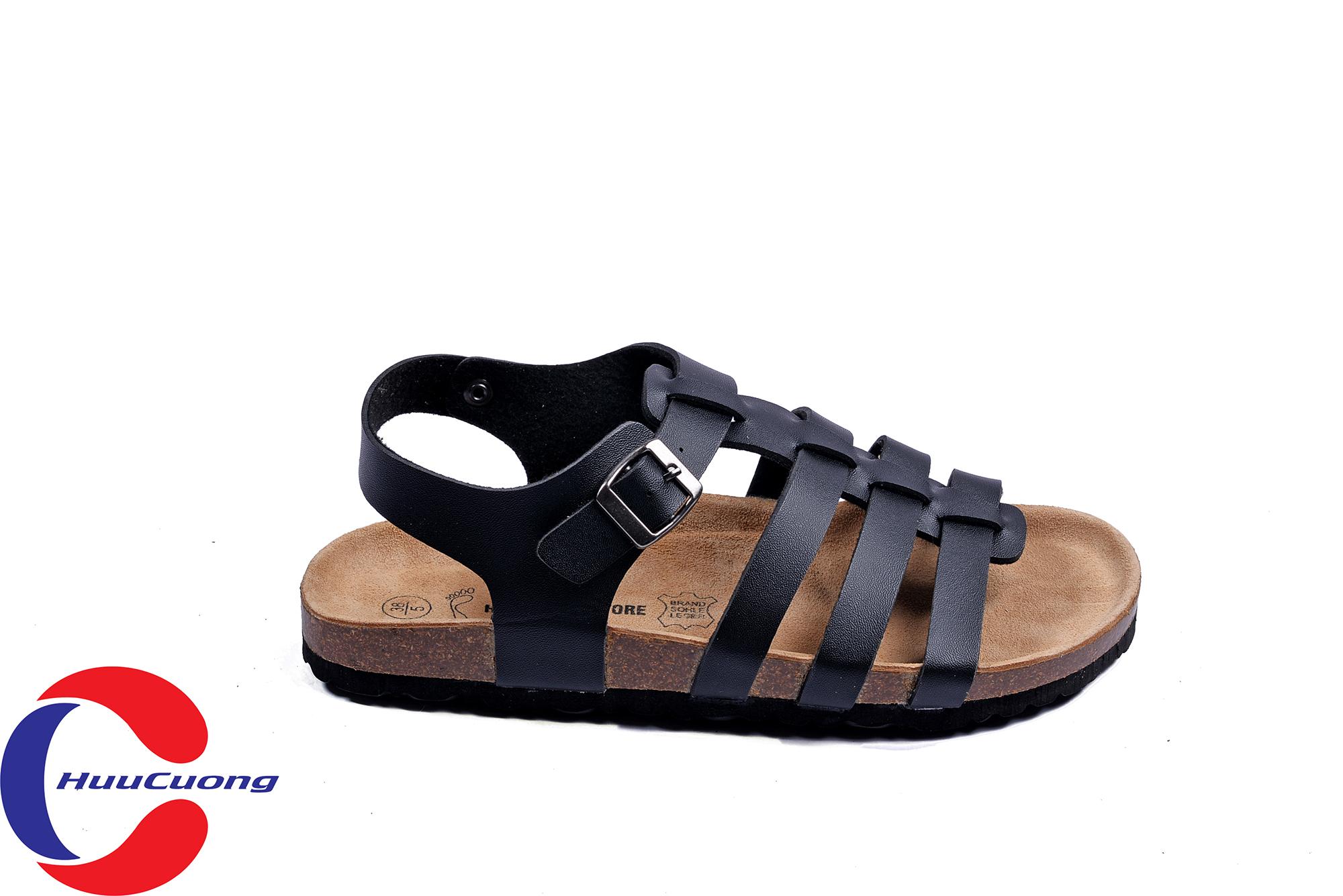 Giày sandal chiến binh đen nam nữ đế trấu