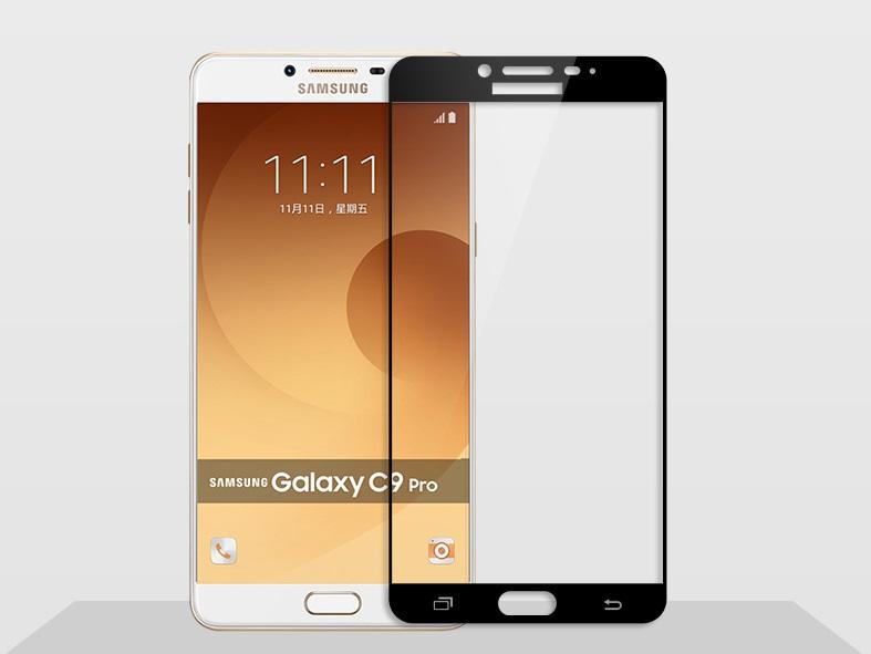 Miếng dán cường lực full màn cho Samsung C9 Pro (Đen)