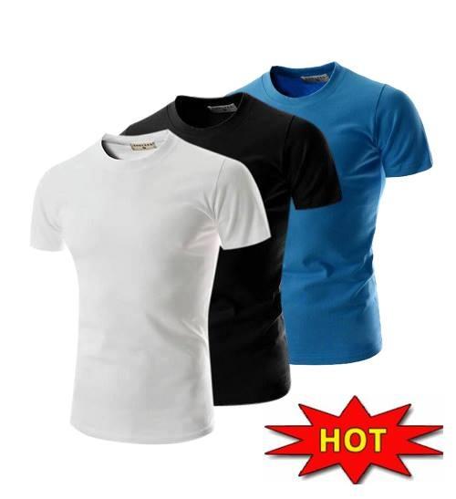 [HCM]Combo 3 áo thun nam body cổ tròn vải dày mịn thoáng mát phong cách Hàn Quốc ( đen/ trắng/ xanh )