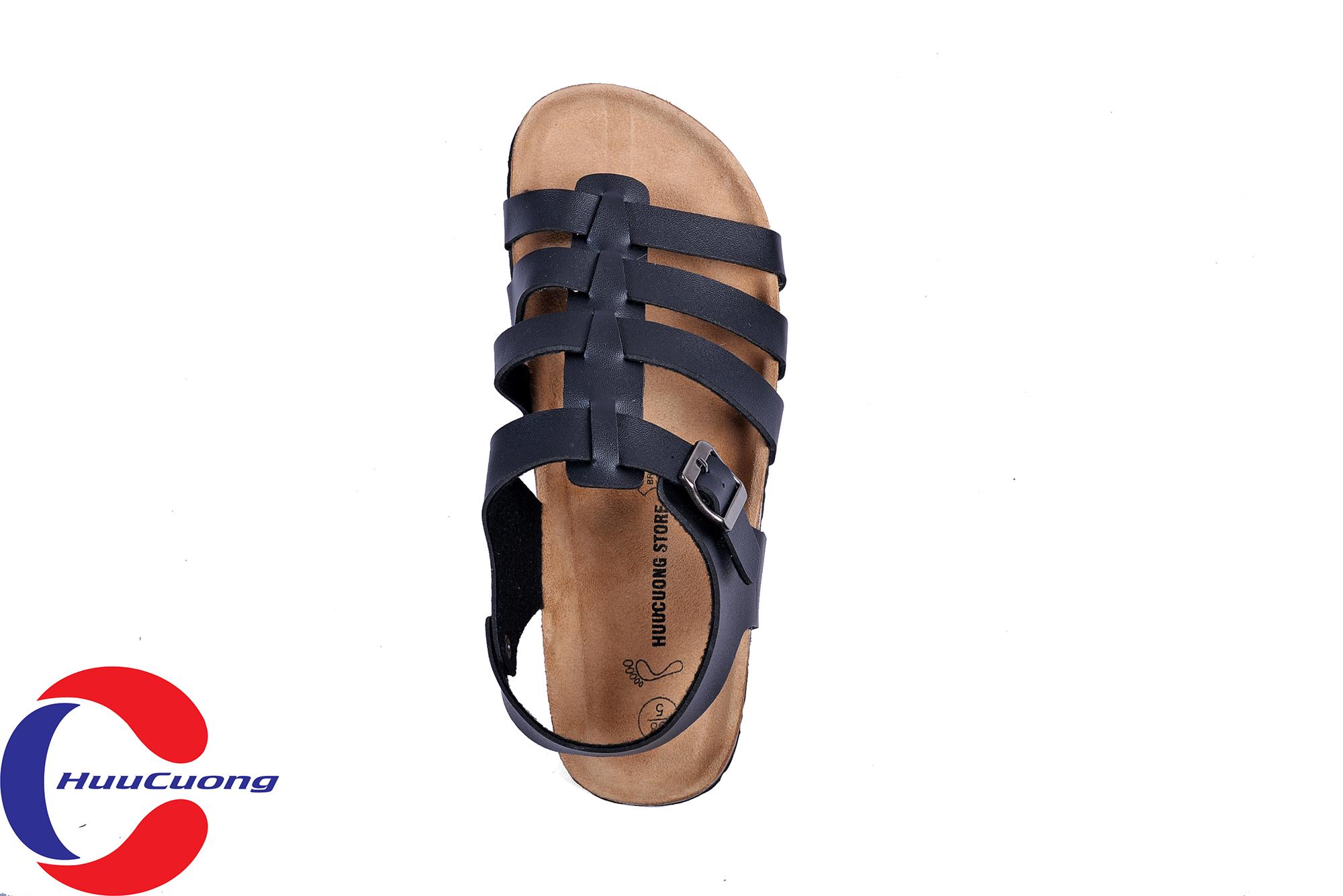 Giày sandal chiến binh đen nam nữ đế trấu