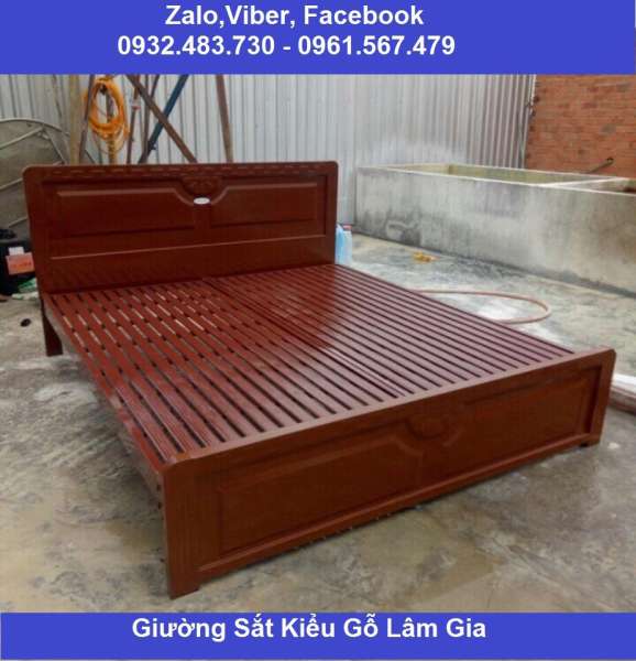 giường sắt kiểu gỗ 1m8x2m