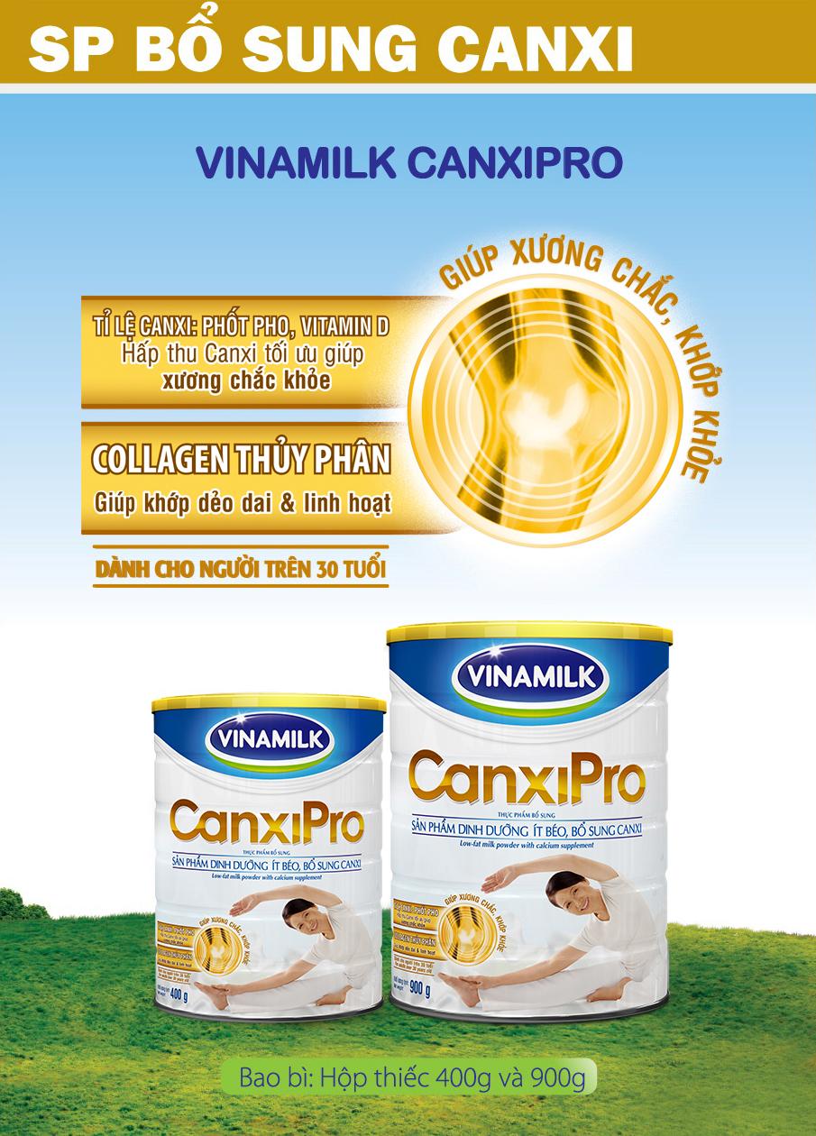 Sữa bột Vinamilk CanxiPro 900g (Hộp thiếc)