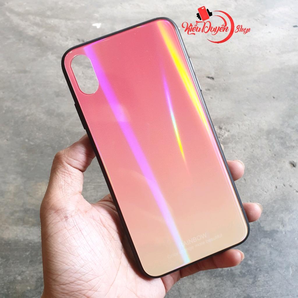 Ốp lưng dành cho iphone X,Xs lưng kính đa sắc
