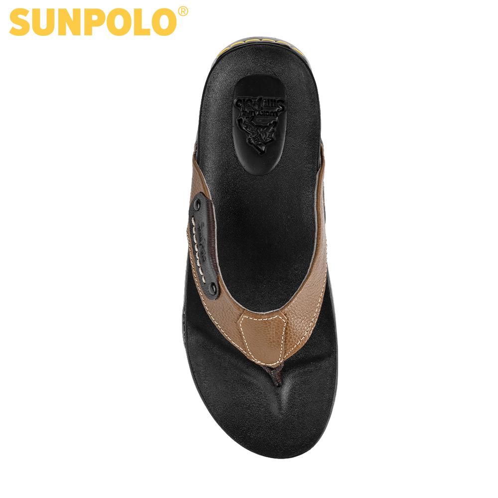 Dép kẹp nam da bò SUNPOLO KEP022 (Đen, Nâu bò)