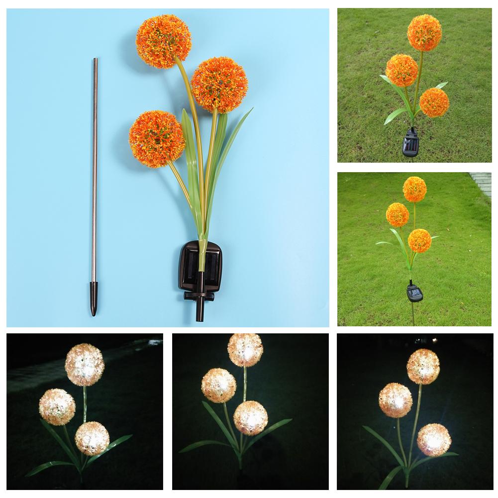 Garden Solar Power 3 LED Flower Lamps Outdoors Garden Yard Light(White)