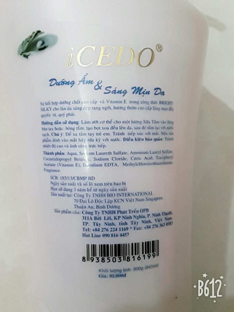 Sữa tắm trắng da  ICEDO 900g