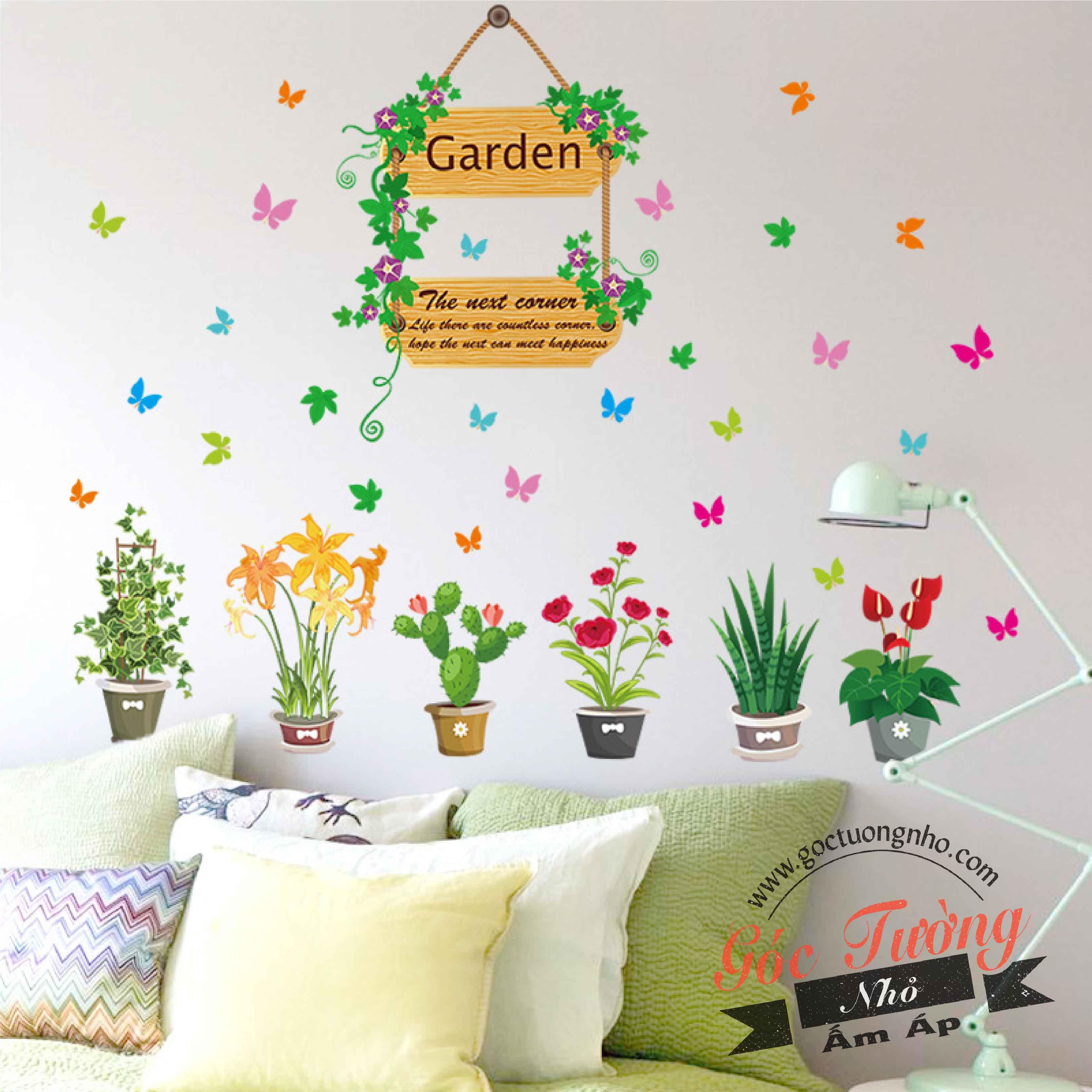 DECAL DÁN TƯỜNG HÌNH CHẬU CÂY SK7066