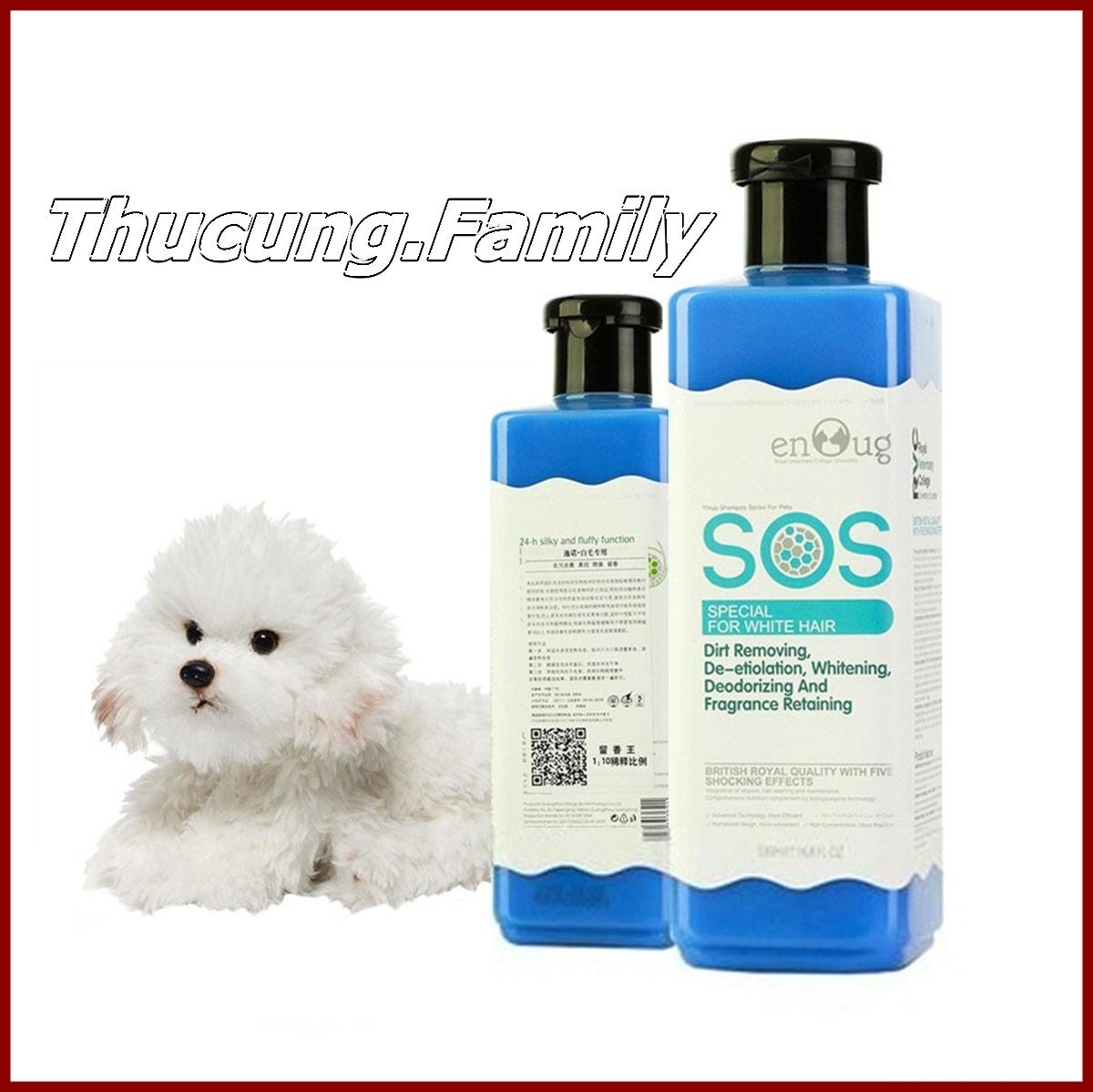 Sữa tắm SOS cao cấp cho Chó có lông màu trắng 530ml.Loại đục và gel trong như nhau.