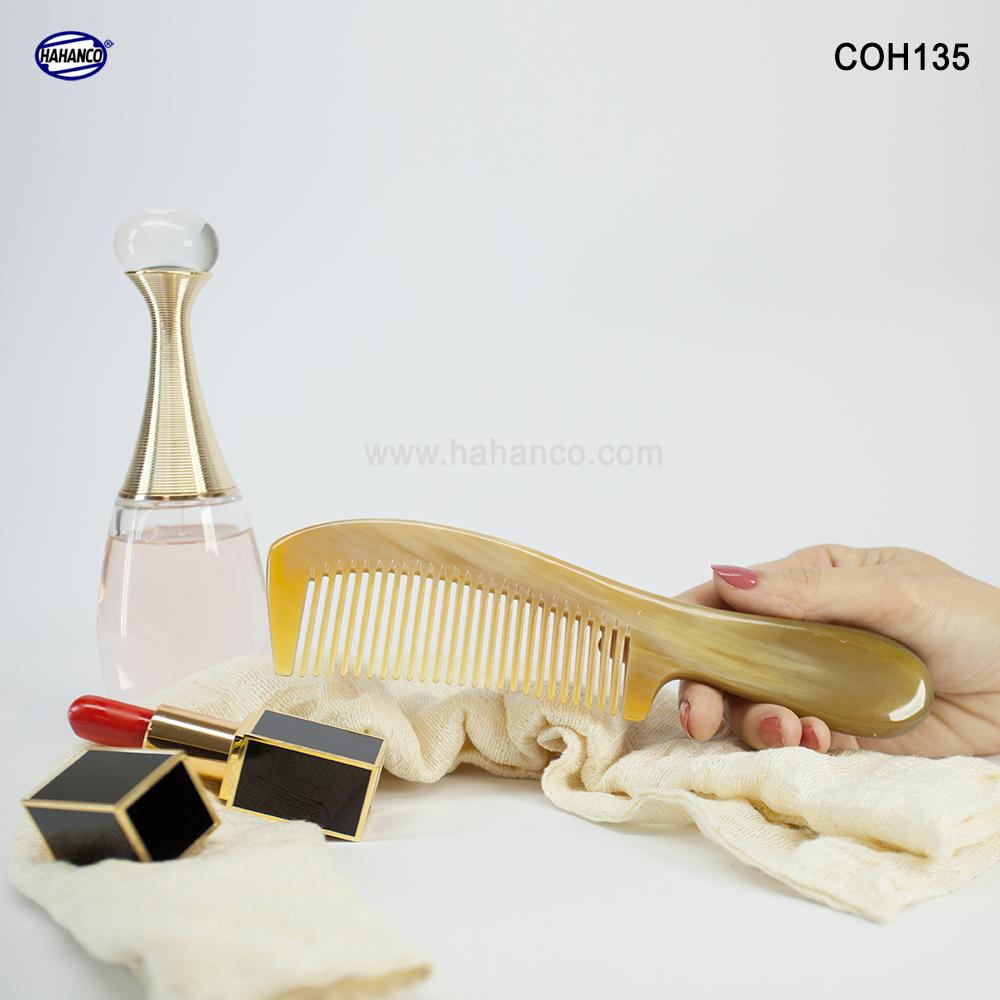 Lược sừng xuất Nhật - COH135 (Size: XL - 20cm) Mẫu cao cấp chuôi dày cực đẹp - Horn Comb of HAHANCO - Có lợi cho sức khỏe