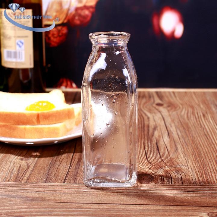 Chai Thủy Tinh Vuông 350ML Nút Bần