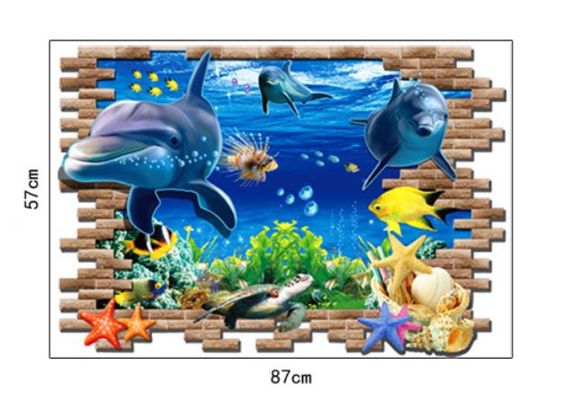 Decan dán tường cá heo 3D -AY9706-69