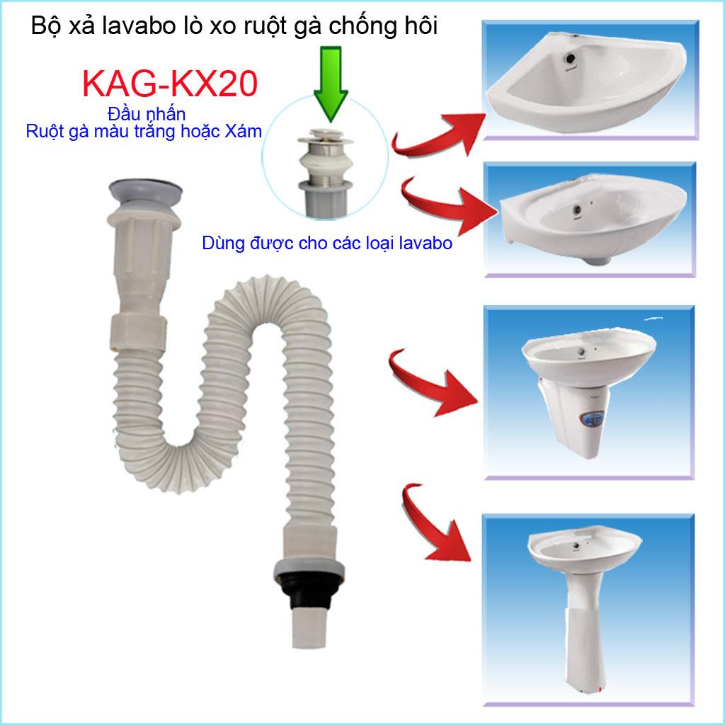 [HCM]Bộ xả lavabo KAG-KX20 xả ruột gà NHỰA LOẠI 1 chậu lavabo rửa mặt thoát nhanh giá tốt sử dụng tốt