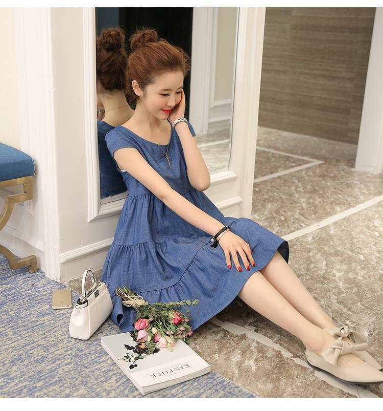 Đầm (Váy) Bầu Giả Bò Tầng Cộc Tay