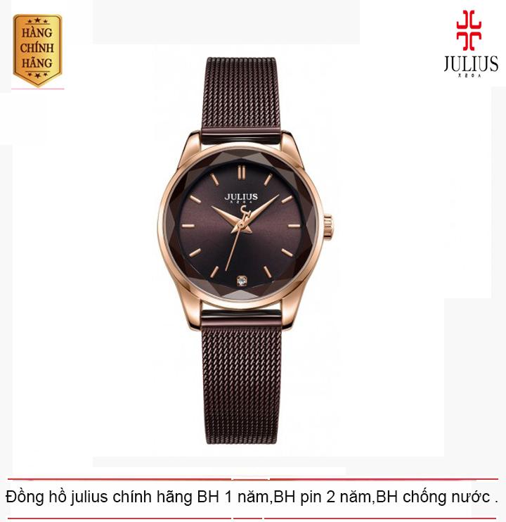 ĐỒNG HỒ NỮ JULIUS HÀN QUỐC DÂY THÉP JA-1040 (NÂU)