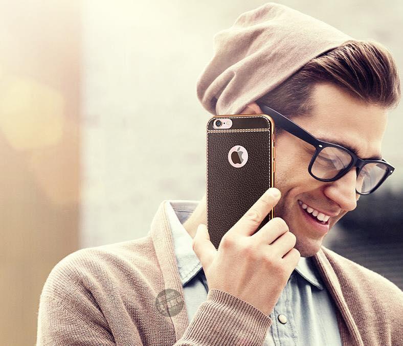 ỐP DA CAO CẤP CHO IP 6 VÂN ĐEN