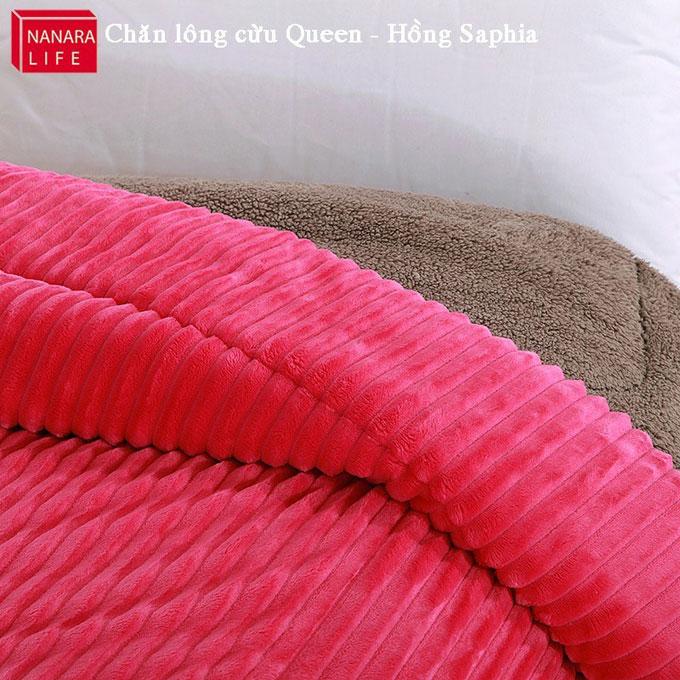 Chăn lông cừu Queen Nanara life màu hồng saphia kích thước 200cm *230cm