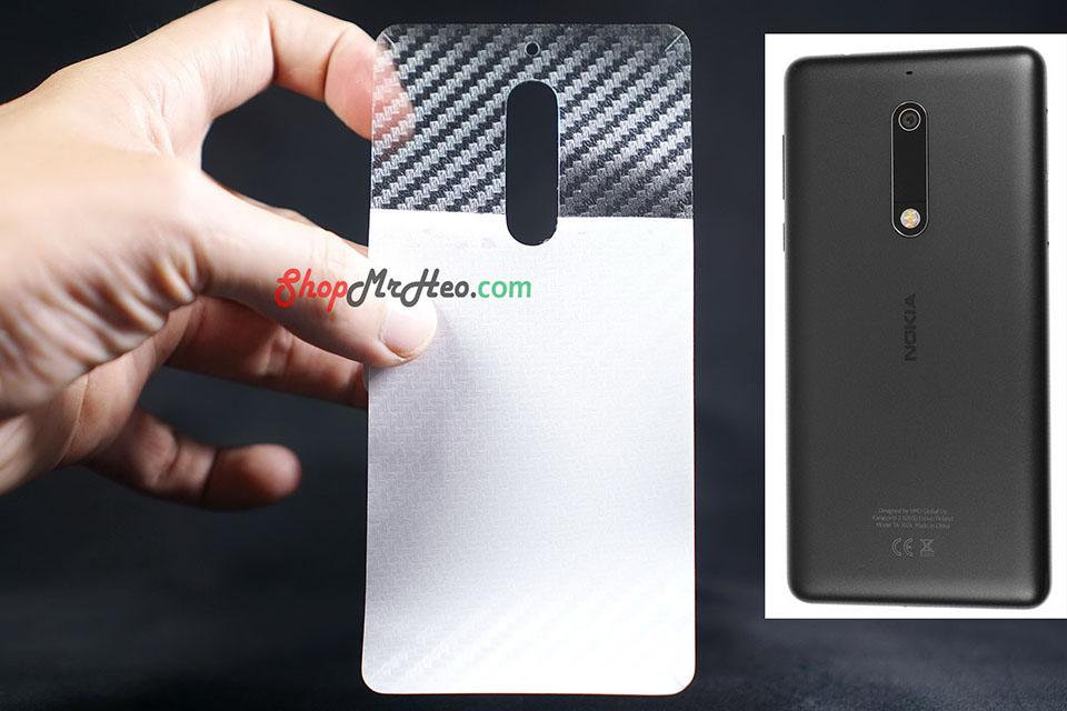 [HCM]Bộ 3 Skin Dán Mặt Sau Lưng Vân 3D Carbon Nokia 5 2016