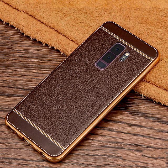 ỐP LƯNG SAMSUNG GALAXY S9, S9 PLUS VÂN DA VIỀN VÀNG