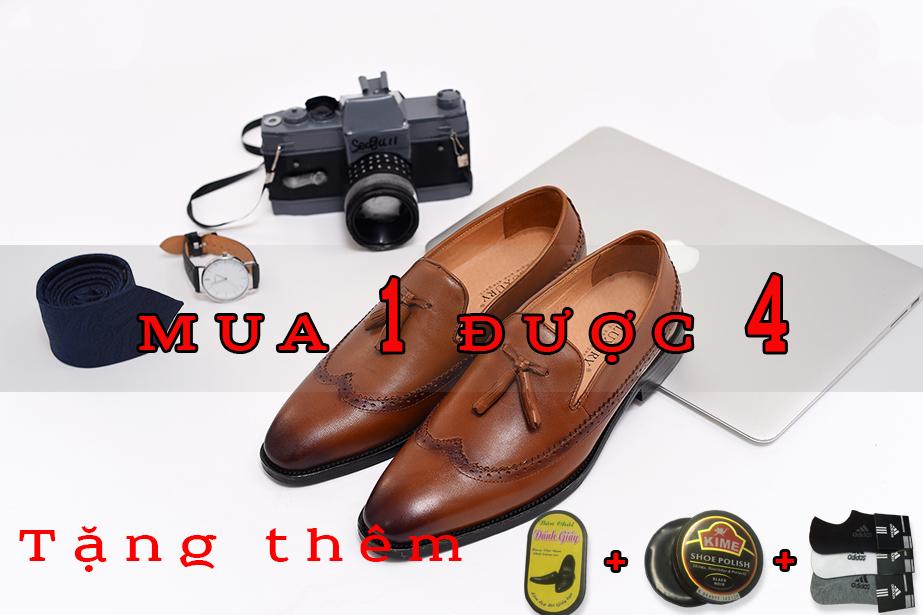 Giày Tây Nam Da Bò CV057V - Vàng Bò [ TẶNG TẤT VÀ BỘ VỆ SINH GIÀY DA]