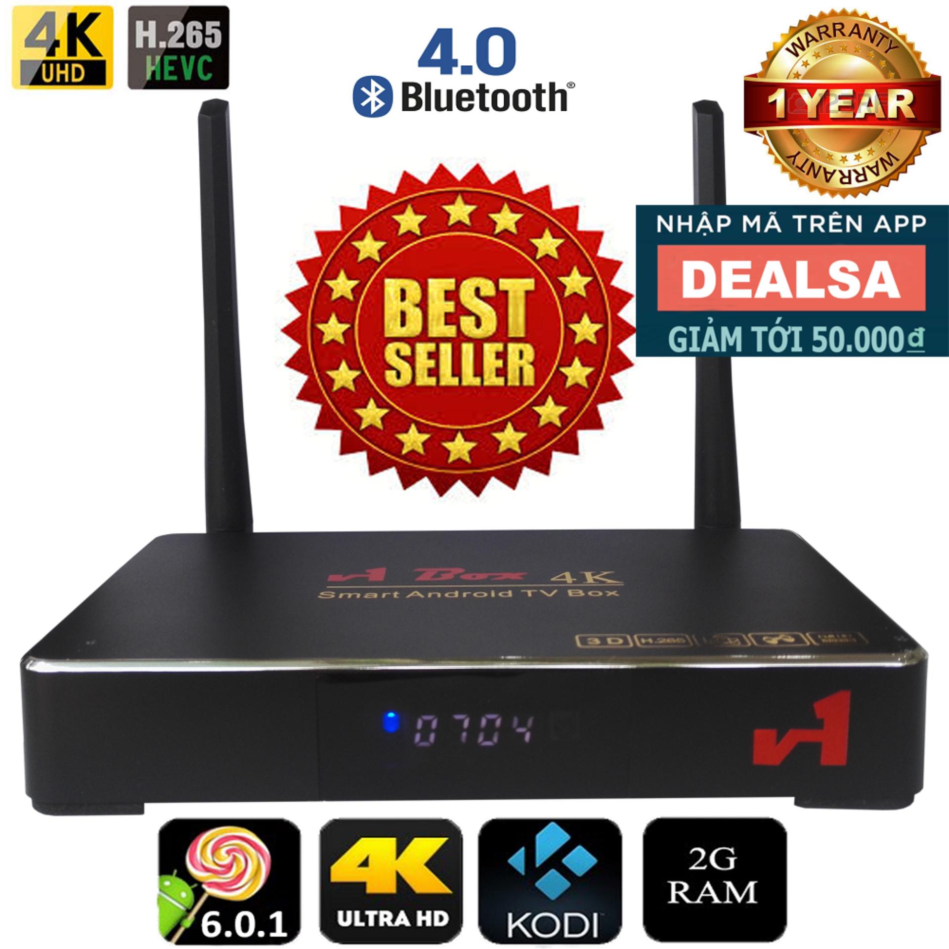 Android Tivi Box V1 4K Ultra HD RAM 2GB kết nối Bluetooth