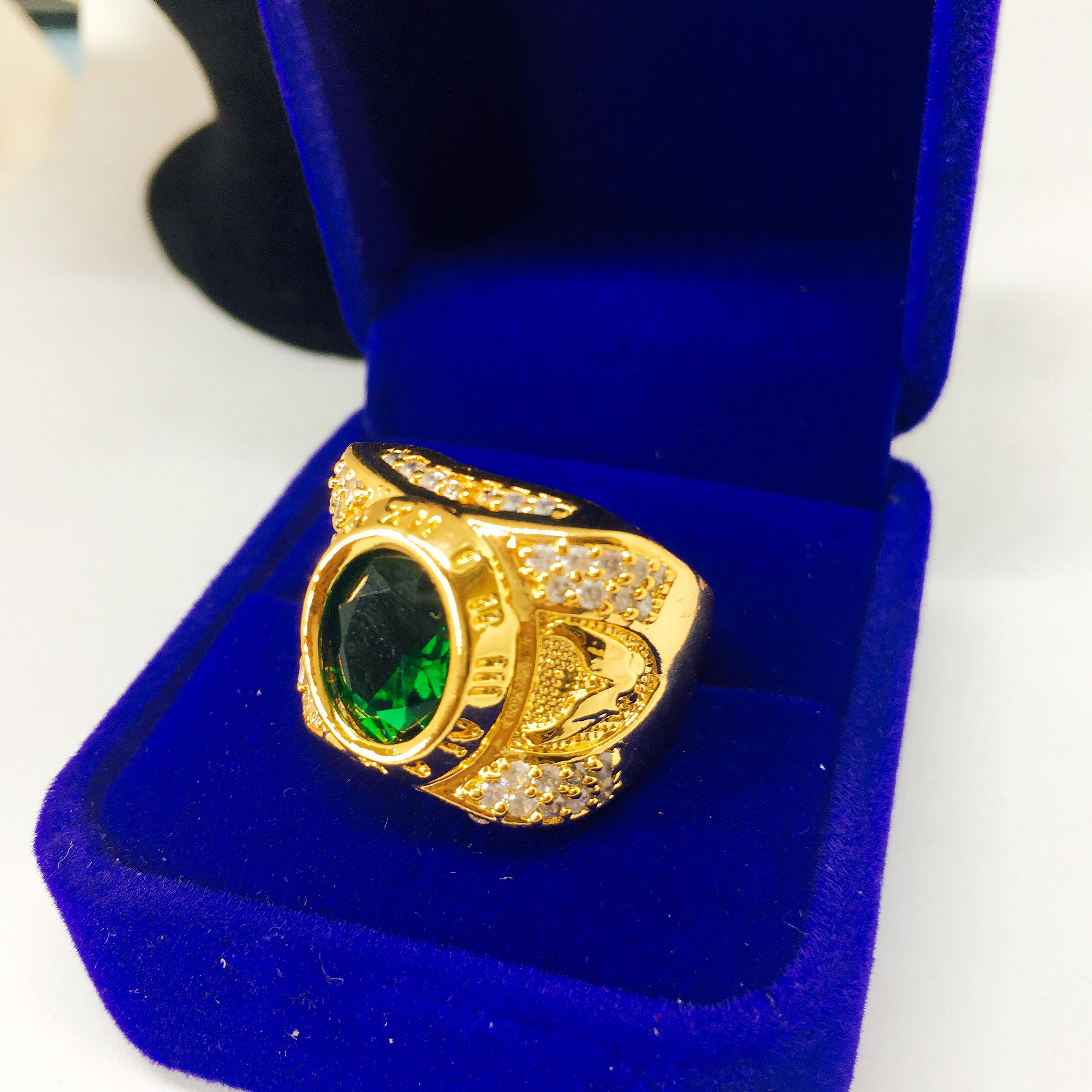 Nhẫn phong thủy Nhẫn mặt đá thạch anh đính đá ( màu xanh lục)