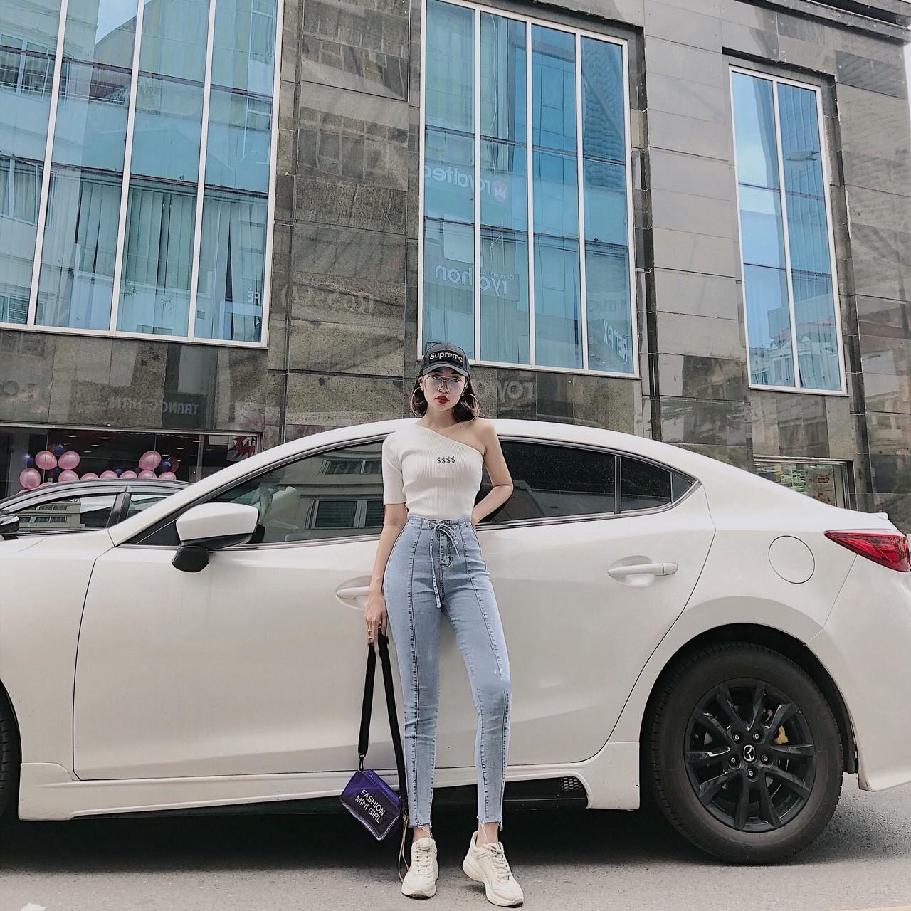 QUẦN JEAN NỮ CỘT DÂY SỌC TRƯỚC A5