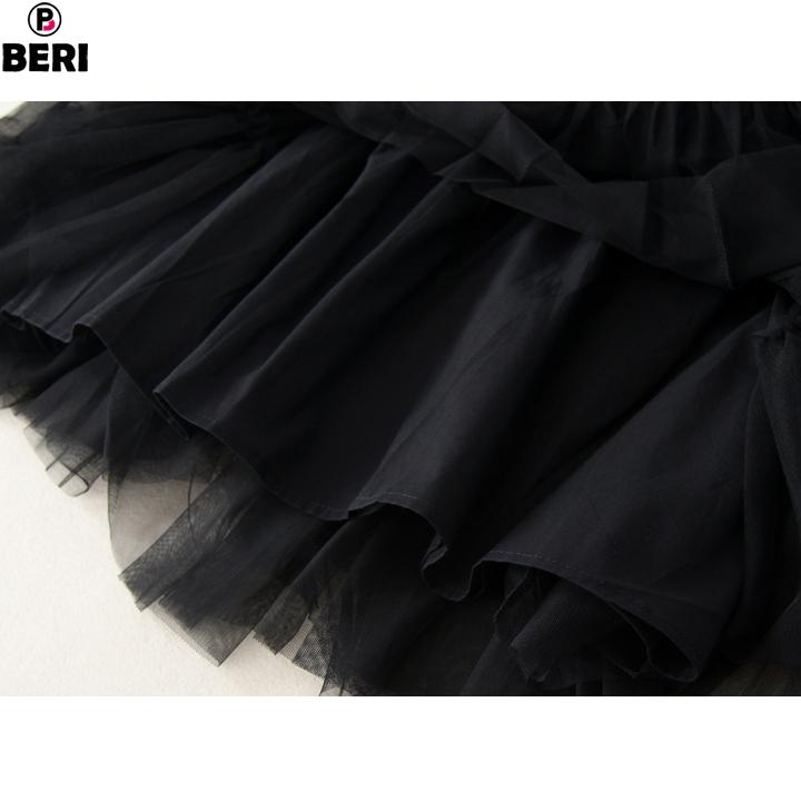 Chân váy voan lưới xòe BERI (đen) - CV018