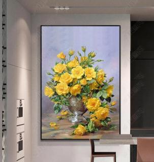 Bộ 1 tấm tranh treo tường phòng khách Lọ Hoa 3D thumbnail