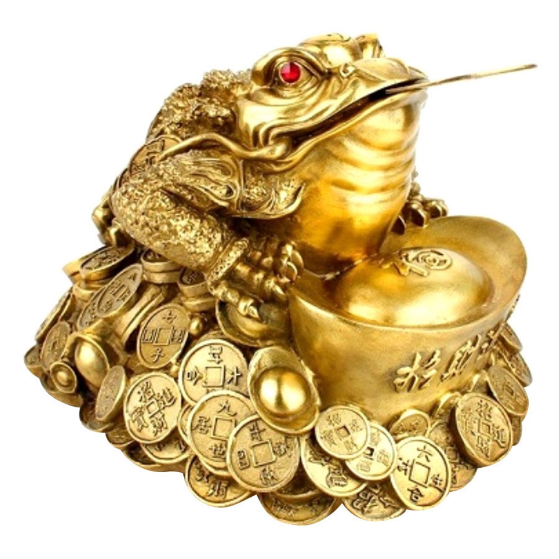 Thiềm Thừ hay cóc 3 chân lớn bằng đồng thau nặng 1.3kg cao 14cm - Phong thuỷ Tài lộc – May mắn – Bình an