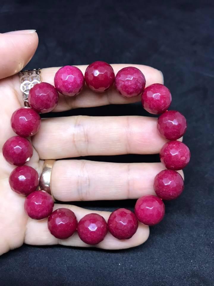 [HCM]VÒNG TAY HỒNG RUBY MÀI GIÁC 12LY