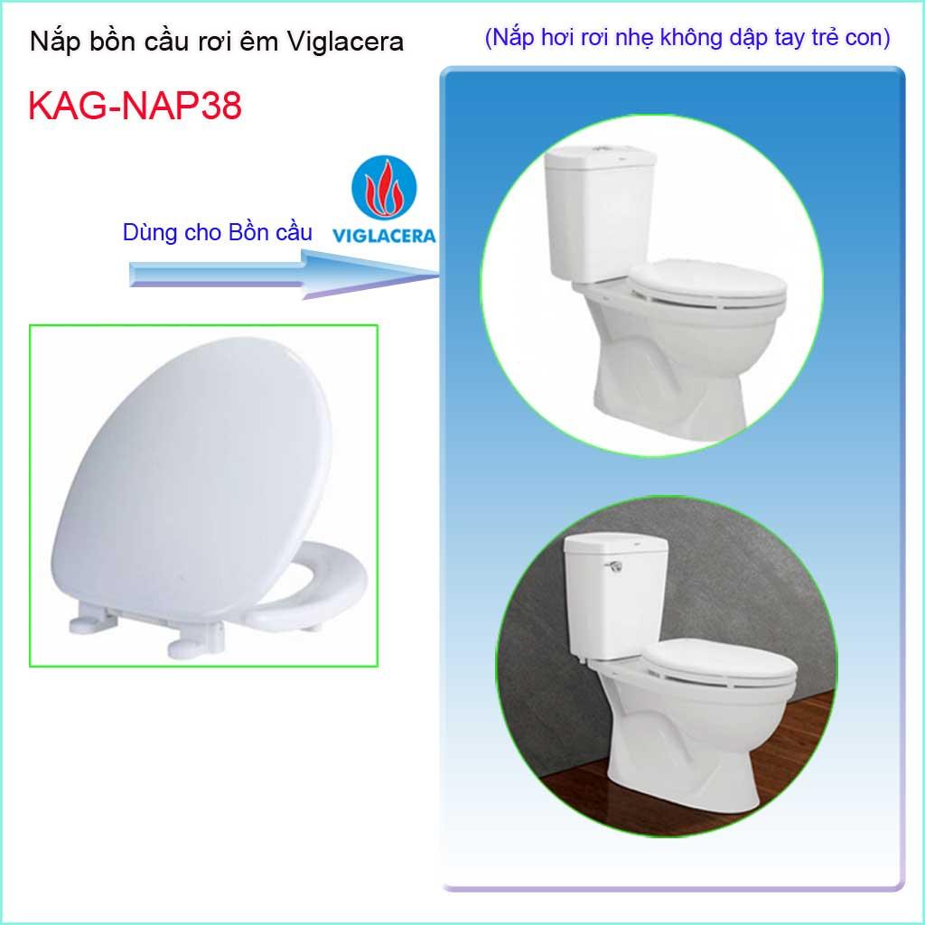 Nắp bồn cầu rơi êm  Viglacera, nắp êm bàn cầu KAG-NAP38