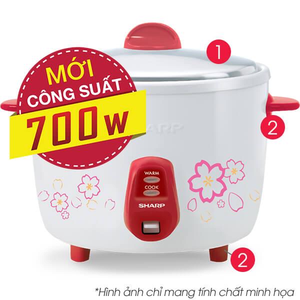 Nồi cơm điện nắp rời Sharp KSH-D18V (Trắng)