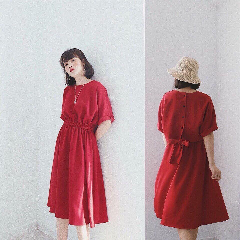 Đầm maxi cách điệu thắt nơ lưng (hình thật)