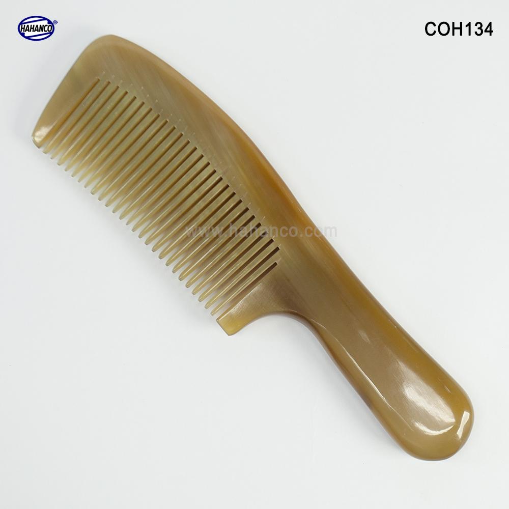 Lược sừng xuất Nhật - COH134 (Size: M - 16cm) Mẫu tiêu chuẩn chuôi dày - Horn Comb of HAHANCO - Có lợi cho sức khỏe