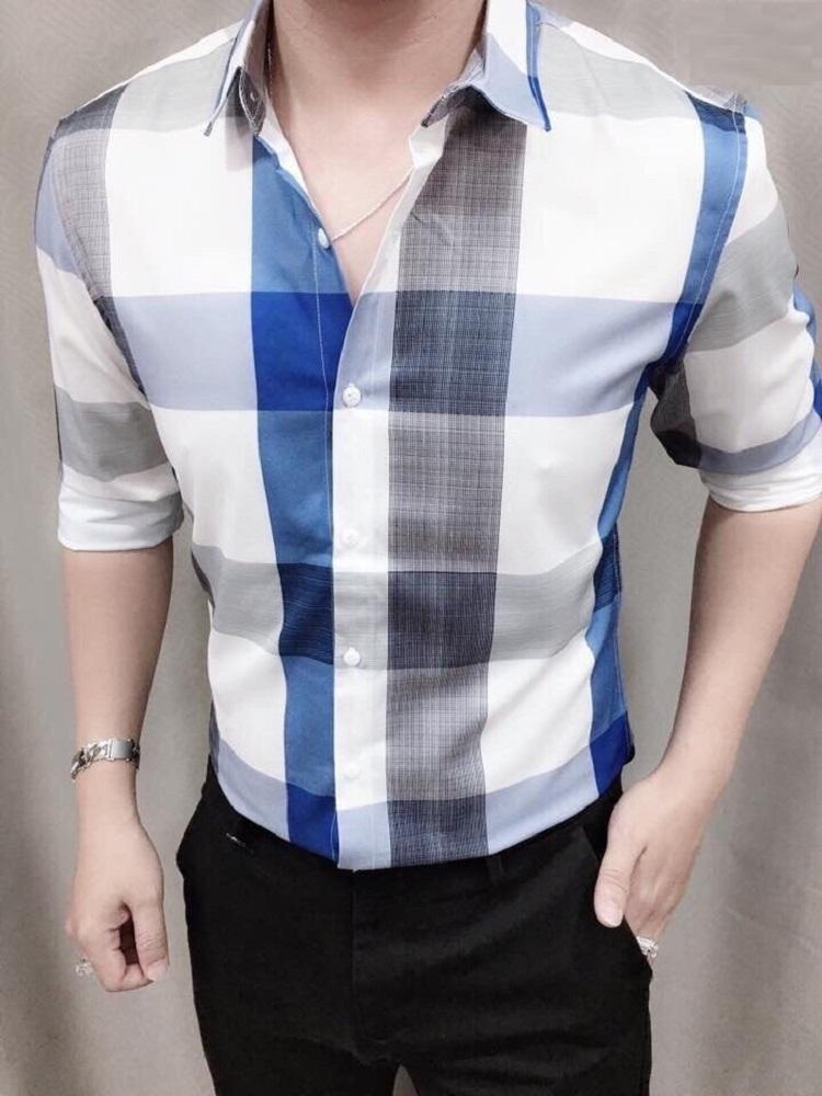 ÁO SƠ MI NAM CARO VẢI LỤA