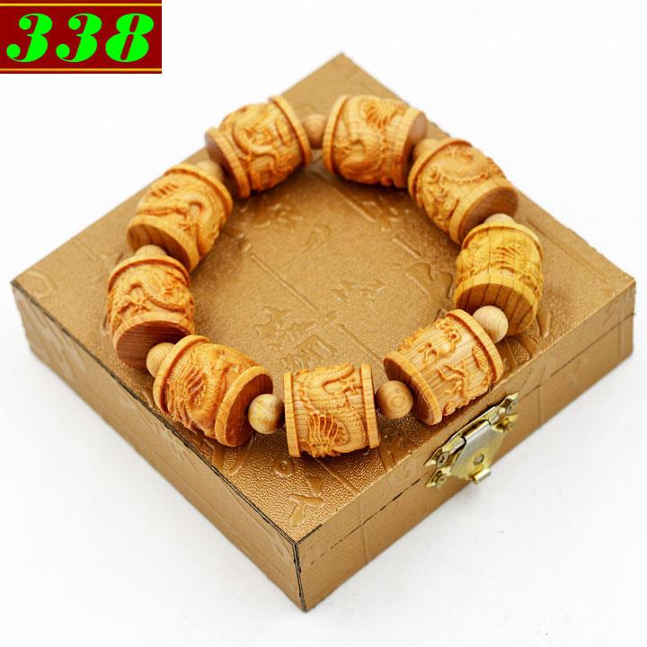 Vòng chuỗi đeo tay Trụ rồng gỗ Hoàng đàn kèm hộp gỗ