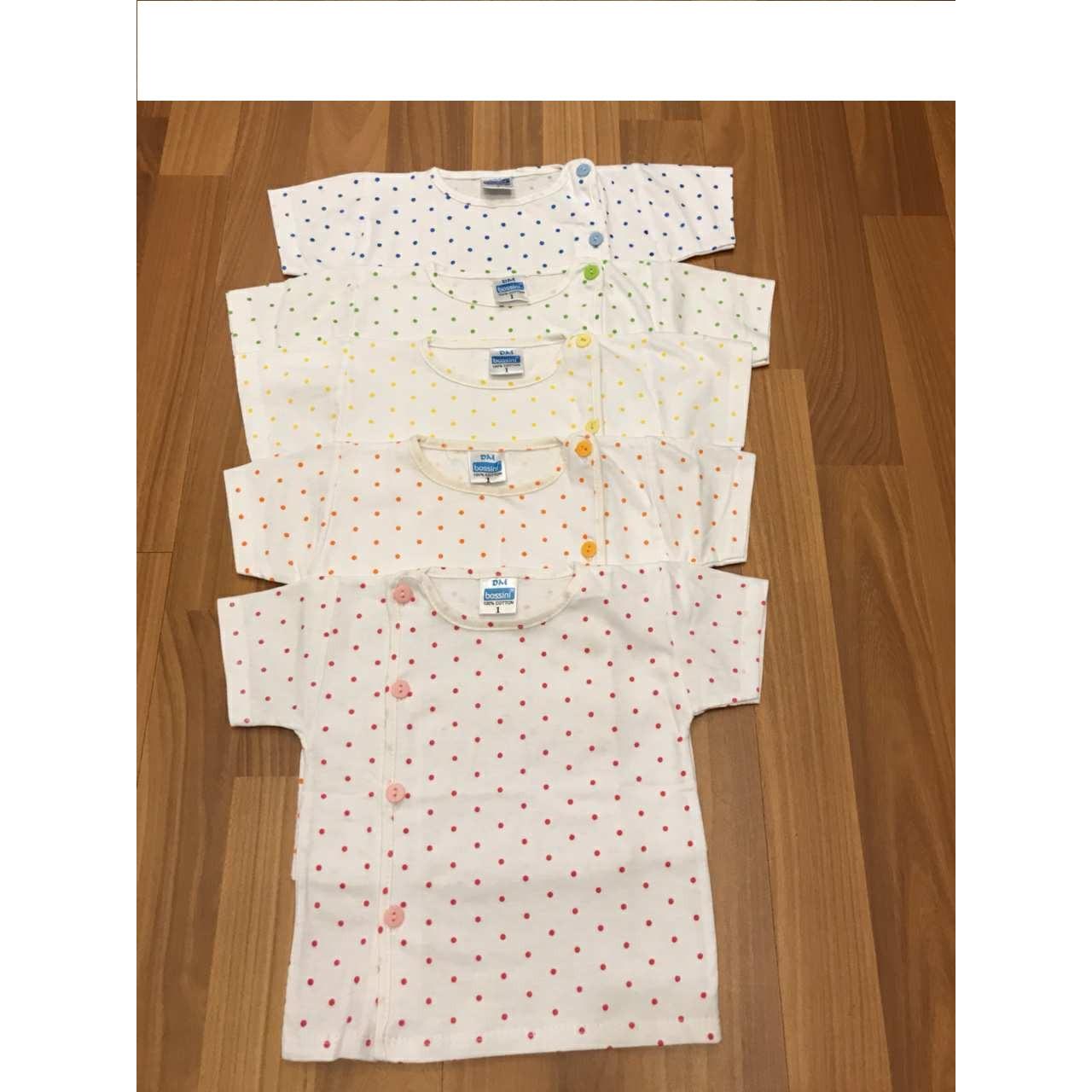 Bộ 5 Áo Sơ Sinh Tay Ngắn Chấm Bi Cho Bé size 1 đến size 5(2 - 12kg)