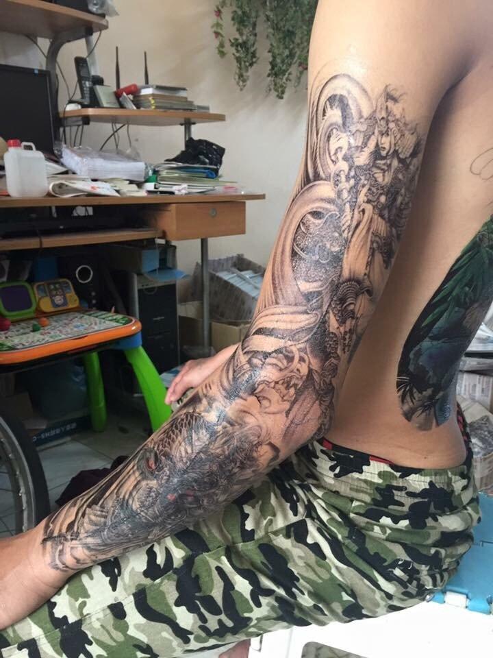 [HCM]Combo 2 hình xăm dán kín tay đen 17x48cm