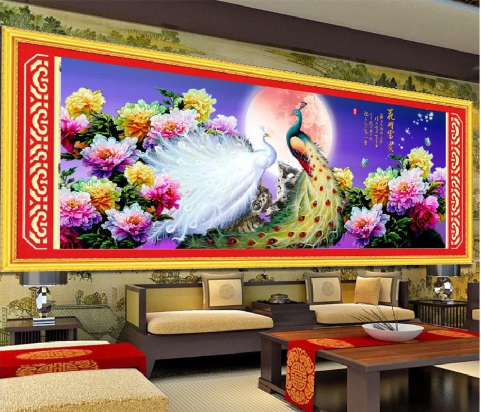 Tranh thêu chữ thập uyên ương hạnh phúc HH0782-150x64cm