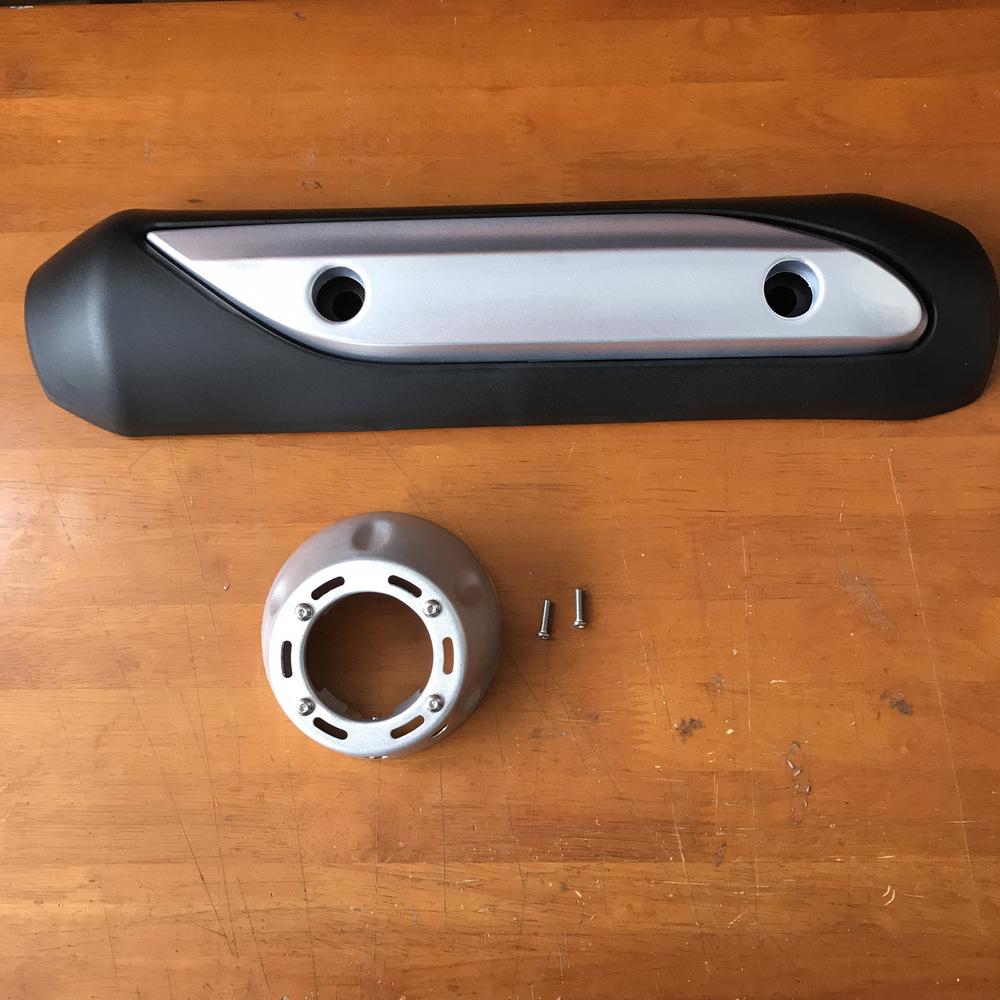 COMBO mỏ chụp pô nhôm cao cấp và ốp pô nhựa cao cấp gắn xe Vario đời 2015 đến 2017, Click thái (màu bạc)