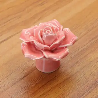 Vintage Rose Flower Ceramic Knobs Drawer Cupboard Door Porcelain