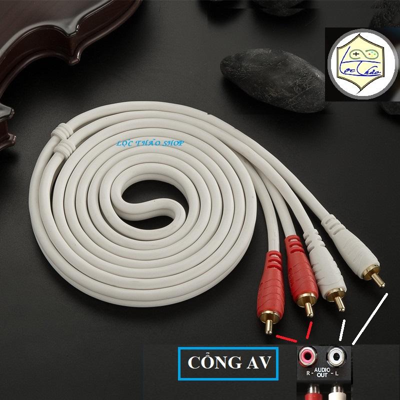 Cáp loa 4 đầu hoa sen RCA dài 10M cao cấp JSJ (Dây loa AV 4 đầu)