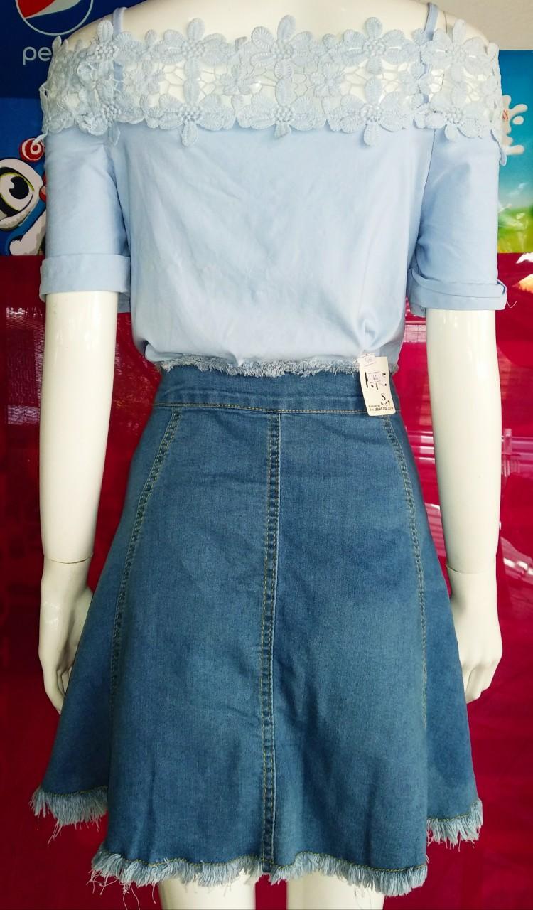 CHÂN VÁY JEAN XOÈ VIỀN LUA TUA