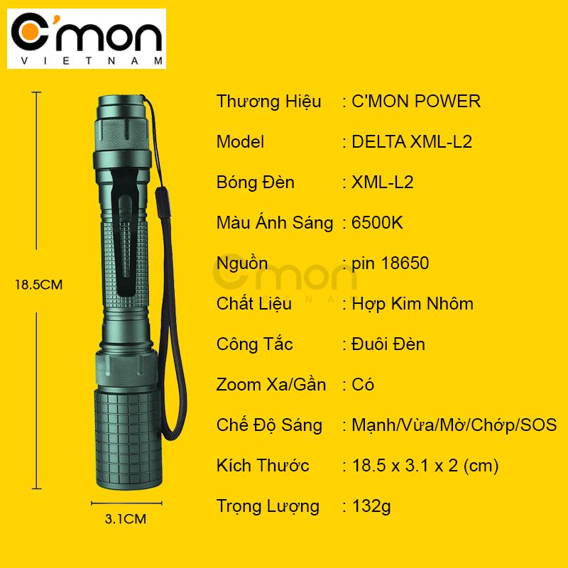 Đèn pin siêu sáng C'mon Power DELTA XML-L2