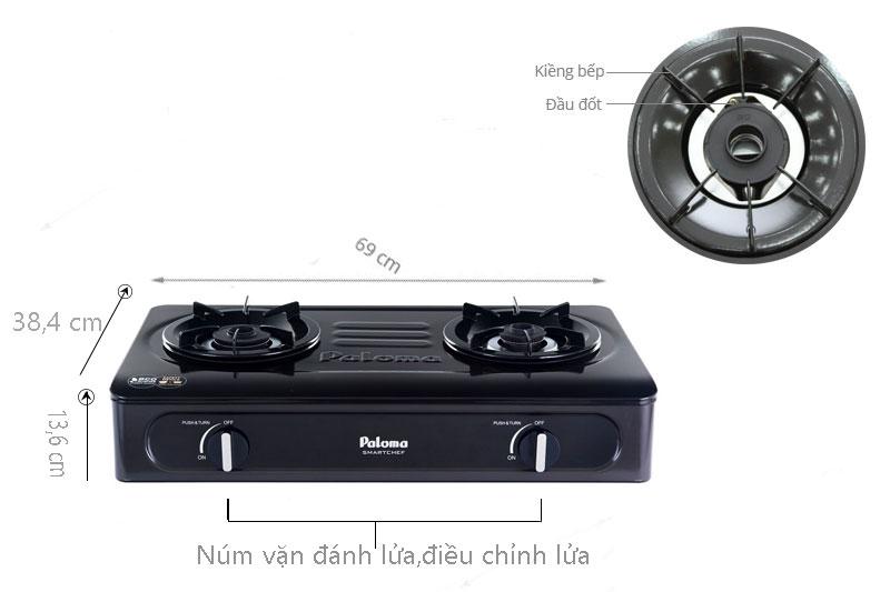 Bếp gas dương 2 lò Paloma PA-V71EB (Đen)