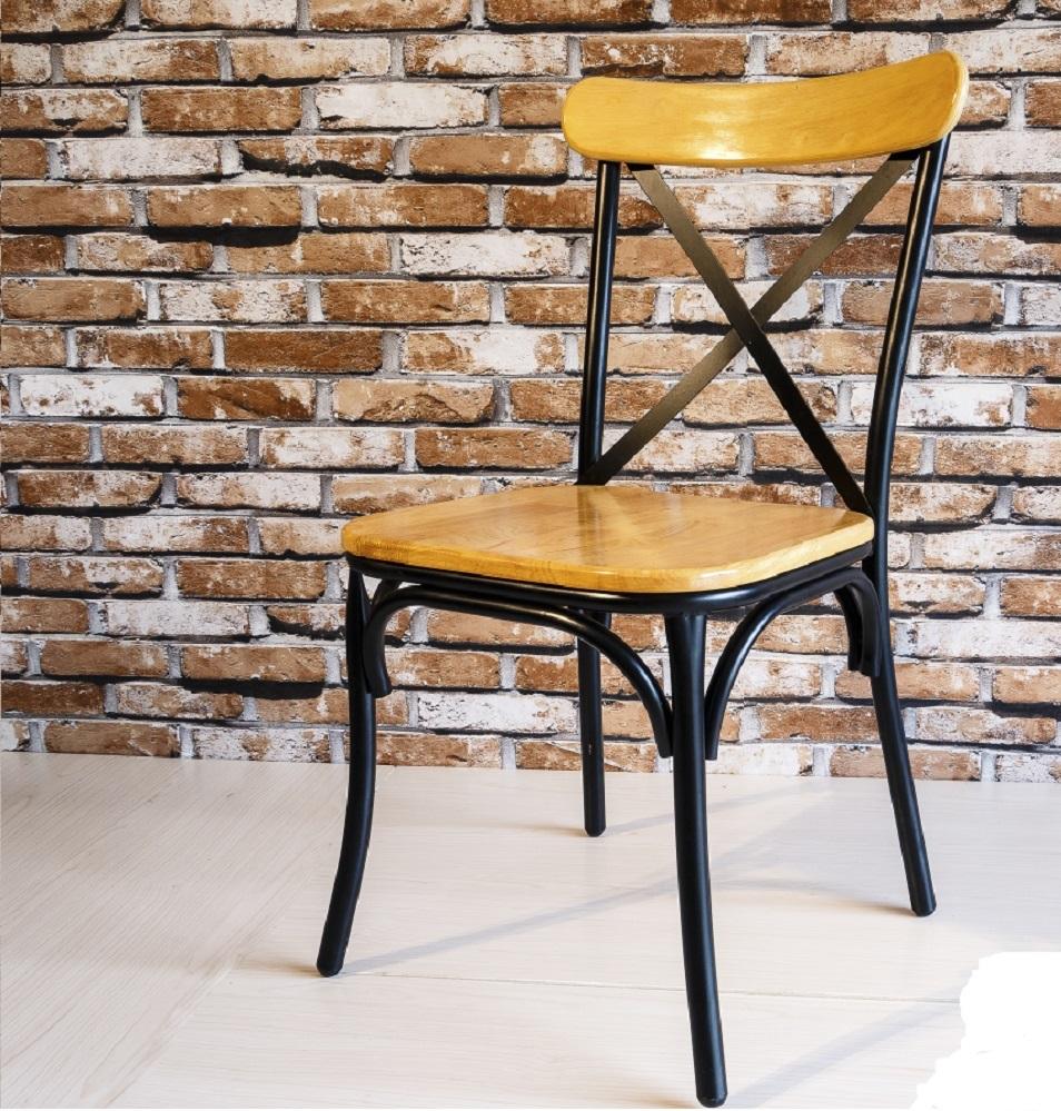 Ghế cà phê khung sắt mặt gỗ - ghê sắt gỗ (Phong cách vintage)