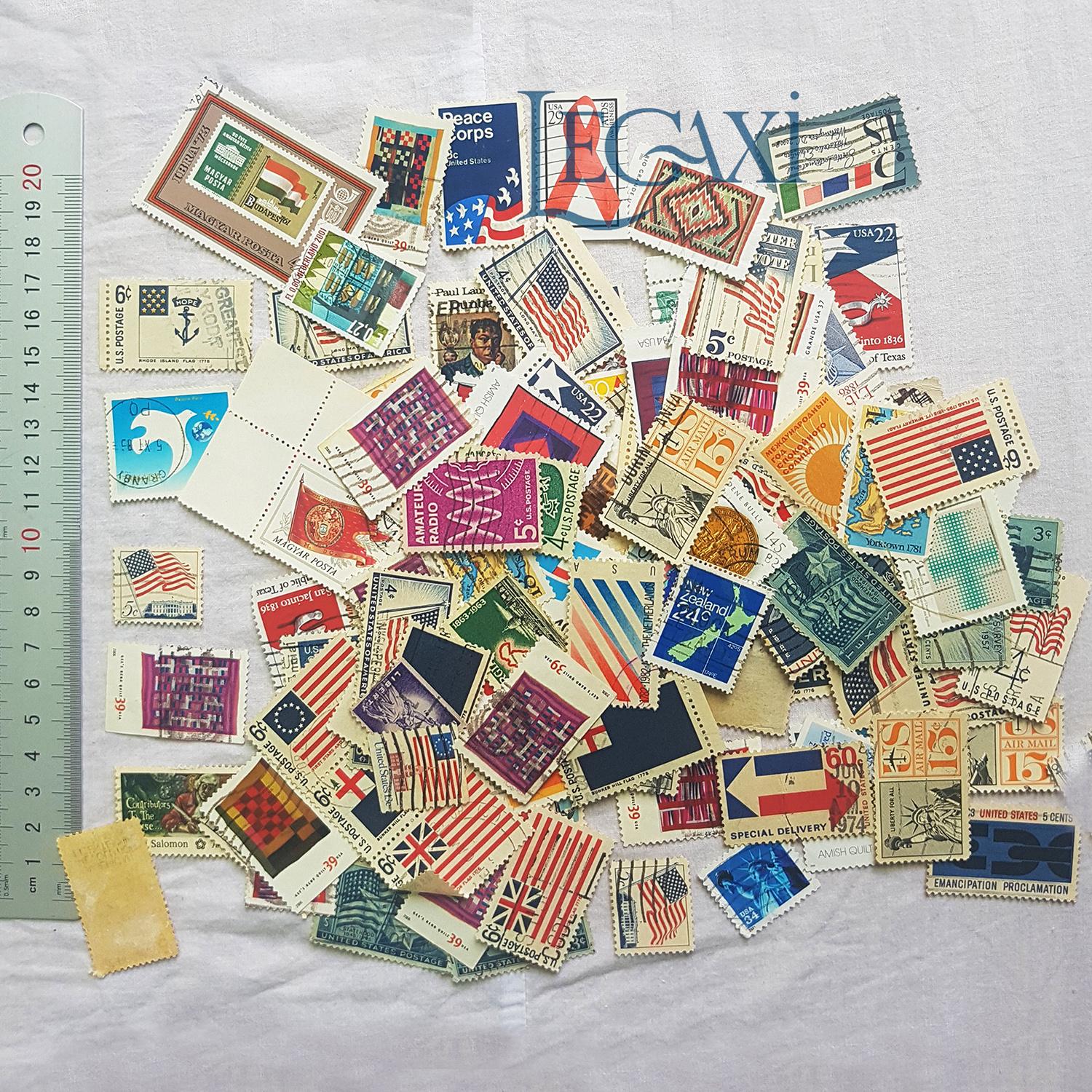 Bộ 10 Tem USA Sưu Tập Chủ Đề Hòa Bình Quốc Kỳ Nữ Thần Tự Do Bồ Câu