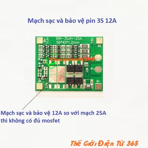 Mạch sạc và bảo vệ pin 12v 3s 25a